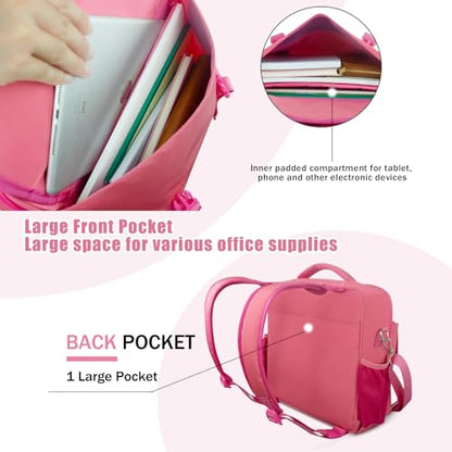 Zipper Binder 700-Sheet 3-inch D Ring with Multiple Pockets Folder Up 14" Laptop Detachable Backpack Straps & Shoulder Use for School and Office（red） - color: Plum Red