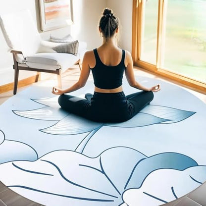 Round Meditation Yoga Mat - Large Lotus Non Slip Natural Rubber Mat for Home, Outdoor Exercise, Meditation, Stretching and Yoga (4Ft) - size: 63‘’