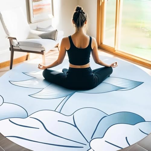 Round Meditation Yoga Mat - Large Lotus Non Slip Natural Rubber Mat for Home, Outdoor Exercise, Meditation, Stretching and Yoga (4Ft) - size: 47.2''