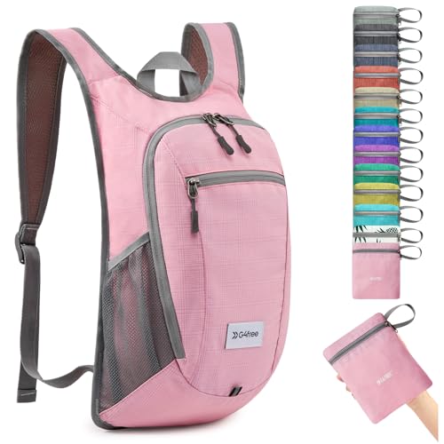 G4Free 10L/15L Hiking Backpack Lightweight Packable Hiking Daypack Small Travel Outdoor Foldable Shoulder Bag - color: Pink Checkered, size: 10L