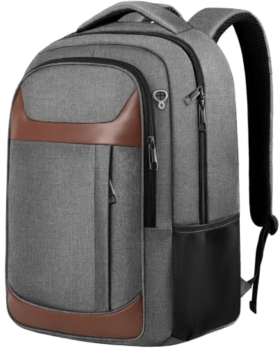 Travel Laptop Backpack 17 Inch, Professional Travel Backpack for Men Women with LifetimeWarranty, Airline Approved Big Large Business Work College Computer Backpack, Grey Brown - color: Grey Brown, size: 17.3 Inch(40L)