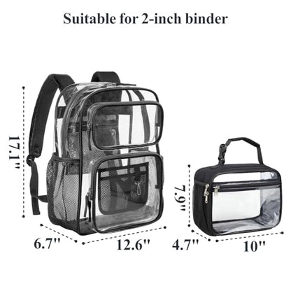 PACKISM Clear Backpack for School - 17 inch Large Heavy Duty Bookbag, Reinforced See Through PVC Transparent Backpack - color: Set-black & Black, style: Daypack Backpacks