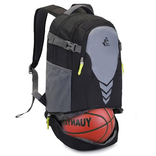 Bseash 35L Basketball Backpack, Large Sports Bag with Separate Ball compartment, for Basketball Soccer Volleyball Hiking Travel - color: Black