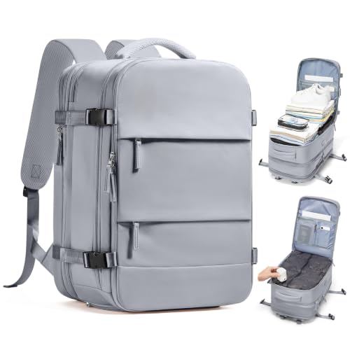 wepadre Vacuum Backpack Travel with Pump Travel Backpack with Vacuum System Expandable Vacpack Compression Backpacks for Travel Easy Vac Pack Carry on Luggage Grey - color: Grey
