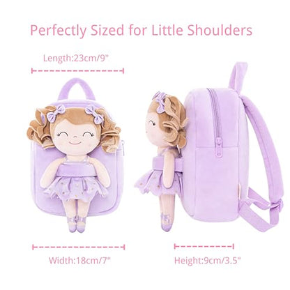 Gloveleya Toddler Backpack Baby Ballerina Girl Gifts Plush Curly Hair Ballet Backpack - White Purple 9 inches - color: A01 White Purple Backpack, size: 9 inches