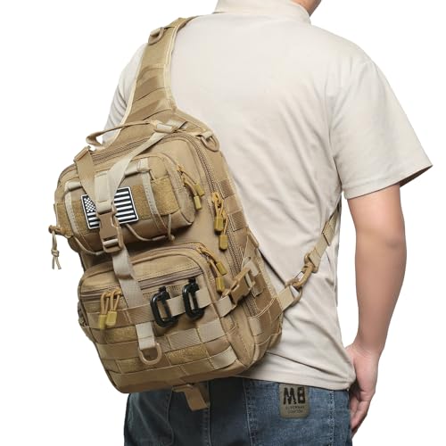 Tactical Sling Bag Backpack Military Rover Shoulder Sling Pack EDC Molle Assault Range Bag Crossbody Chest Pack (Coyote) - color: Coyote