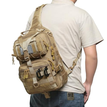 Tactical Sling Bag Backpack Military Rover Shoulder Sling Pack EDC Molle Assault Range Bag Crossbody Chest Pack (Coyote) - color: Coyote