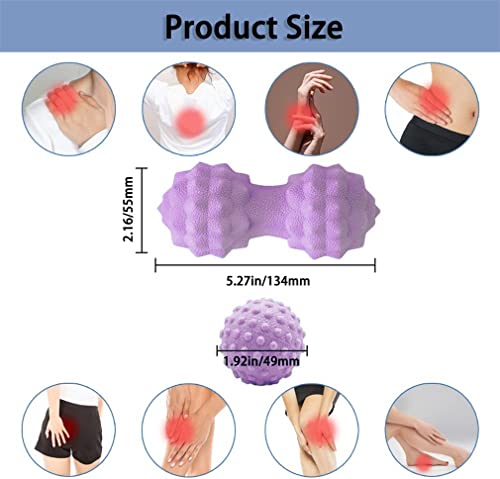 Peanut Massager Ball Set, Double Lacrosse Massage Ball and Mobility Ball for Physical Therapy, Myofascial Deep Tissue Trigger Point Massage Tool for Neck, Shoulder, Back, Legs, Hips (Purple) - color: Purple
