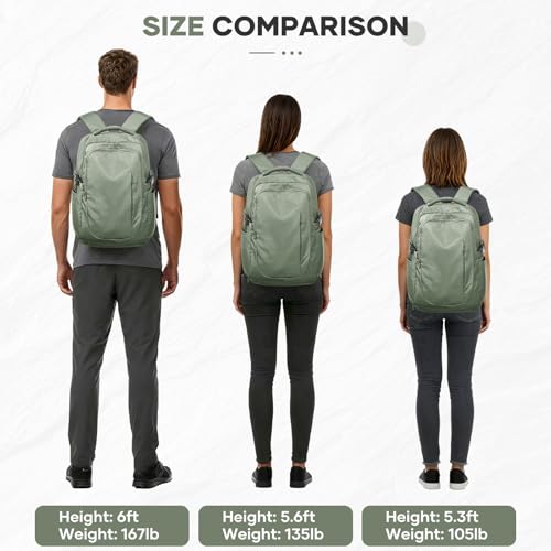suwasp Large Travel Backpack for Women Men Mochila Airline Approved Carry On Personal Item Backpack Bag Frontier Airlines Personal Item Travel Bag Flight Approved Luggage Backpack - Green - color: Grey Green, size: Large