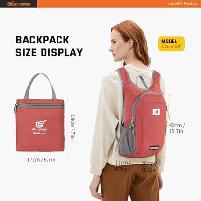 SKYSPER Small Daypack 10L Hiking Backpack Packable Lightweight Travel Day Pack for Women Men - color: Red, size: 10l