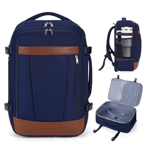ECOHUB 19" Travel Backpack for Men Women 30L Large Carry-On Backpack with 17.3 In Laptop Compartment,Blue - color: Blue