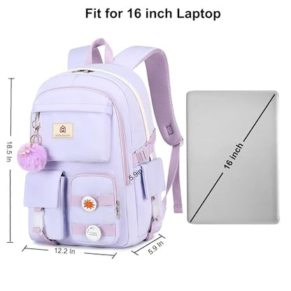 Hidds Laptop Backpacks 15.6 In Kids School Backpack for Girls Women Bookbag - color: A-purple