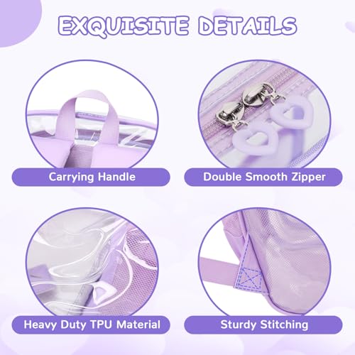 Clear Backpack, Heavy Duty Thick TPU Clear Bookbag, Transparent Bookbag Stadium Events, See Through Large Ergonomic Backpack for School Kids Girls Women Travel Security College Concert, Purple - color: Purple