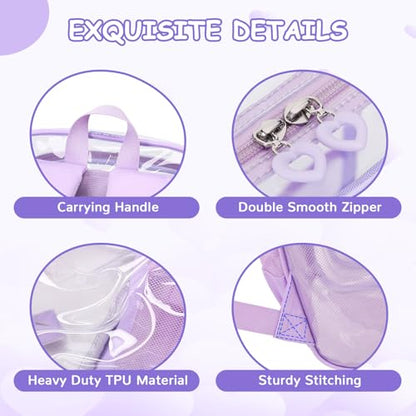 Clear Backpack, Heavy Duty Thick TPU Clear Bookbag, Transparent Bookbag Stadium Events, See Through Large Ergonomic Backpack for School Kids Girls Women Travel Security College Concert, Purple - color: Purple