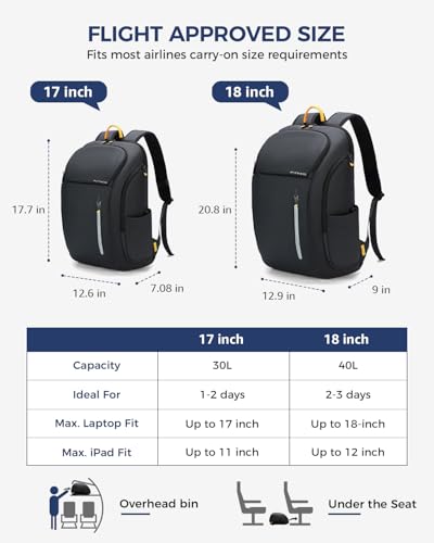 Ponhog 18 Inch Laptop Backpack for Men Black - color: A-black, size: 18 Inch
