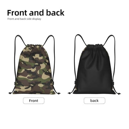 Gianlaima Camo Camouflage Military Green Brown Drawstring Bags Backpack Sport Gym Sack Drawstring Bag String Bag Yoga Dance Travel Bag For Men Women - color: Black23