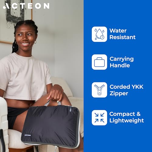Acteon Compression Packing Cubes - 2 Pack Clean Dirty Separate Zipper - Lightweight Travel Packing Cubes for Luggage - Suitcase Organizer Travel Cubes - Large Small Laundry for Clothes Shoes Makeup - color: Abyss