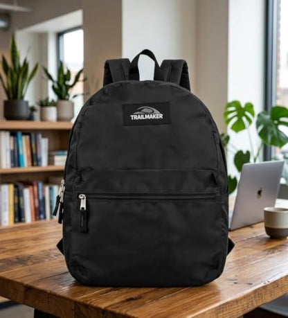 Lightweight Travel Backpack, Casual Daypack, Durable Commuter Bag, Adjustable Shoulder Straps, for Work, Hiking(Black)