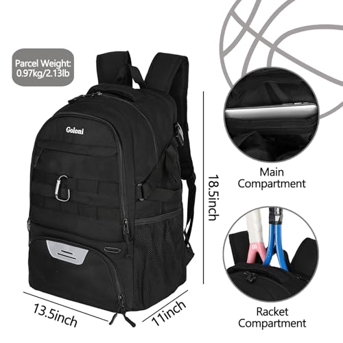 Soccer Backpack for Men and Women,Sports Bag with Ball Compartment,Gym Backpack with Shoe Compartment - color: Black