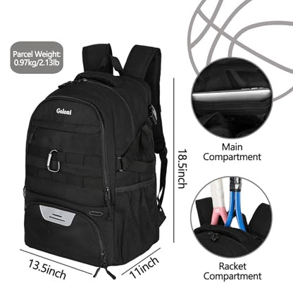 Soccer Backpack for Men and Women,Sports Bag with Ball Compartment,Gym Backpack with Shoe Compartment - color: Black