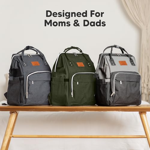 KeaBabies Baby Diaper Bag Backpack - Large Baby Bag for Boys, Girls, Waterproof Multi Function Travel Diaper Backpack with Changing Pad, Durable Travel Essentials for Moms and Dads (Dark Olive) - color: Dark Olive