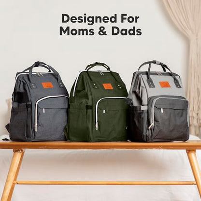 KeaBabies Baby Diaper Bag Backpack - Large Baby Bag for Boys, Girls, Waterproof Multi Function Travel Diaper Backpack with Changing Pad, Durable Travel Essentials for Moms and Dads (Dark Olive) - color: Dark Olive
