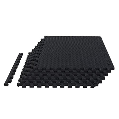 TCE AUPM001BK Interlocking Foam Mat Protective Exercise Workout Puzzle Floor Mat Tiles for Home Gym Equipment - 6 Pieces, 24 Square feet, Black - color: Black