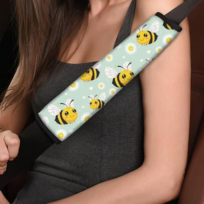 Dreaweet Seat Belt Cover Pad Cute Bee Car Accessories Seatbelt Covers for Women Girly Soft Seatbelt Cushion Shoulder Strap Pad for Bag Backpack - color: Bee