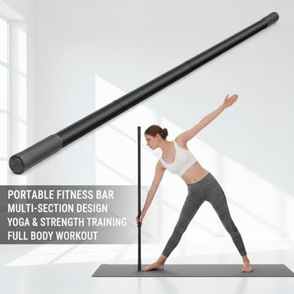 Yoga Stick, Sturdy Steel Stretching Stick with Non-Slip Ends & Foam Handles for Mobility, Flexibility & Balance | Exercise Pole for Fitness, Posture Correction