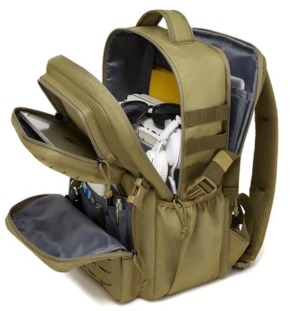 Wotony Military Tactical Backpack for Men Waterproof Daypack 3 Day Assault Pack Laser-Cut MOLLE Webbing Design with Water Bottle Holder Black Small Tactical Assault Bag (Khaki, 30L) - color: Khaki, size: 30L