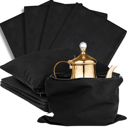 Sanwuta 8 Pcs Zippered Silver Storage Bags Anti Tarnish Silver Pouches Keeper Jewelry Storage Protector Bags(7.9 x 7.9 Inch,Black) - color: Black, size: 7.9 x 7.9 Inch