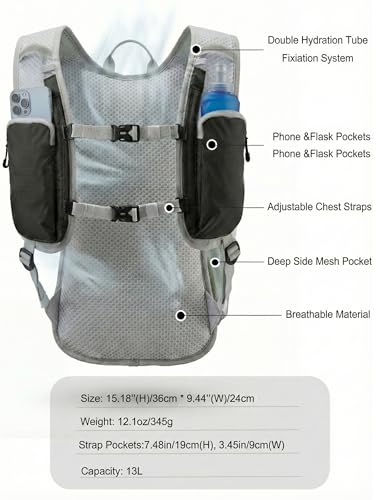 Hydration Hiking Backpack, Water Hiking Backpack, Hydration Backpack with 15l Water Bladder, Runinnng Backpack for Men Women for Cycling Campling - color: Black