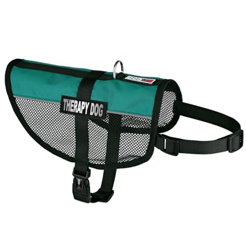 Dogline MaxAire Vest Therapy Dog Removable Patch Adjustable Harness Reflective for Puppies Small Medium and Large Dogs 13 by 16 Inch Girth Teal - color: Teal, size: Girth 13 by 16"