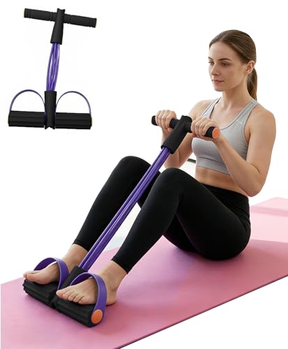 Pedal Resistance Bands with Handles, Multifunction Tension Rope for Arm, Leg, Waist and Shoulder Training - color: Purple 02