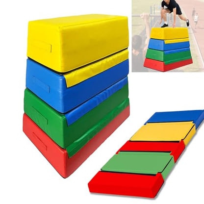 4-in-1 Foam Plyometric Box – Stackable Soft Plyometric Jump Box Set，Height Adjustable Plyometric Box Platform | plyometric box set Non-Slip PVC Cover, Easy to Clean, Stable Design(Size:90*60*90*30cm)