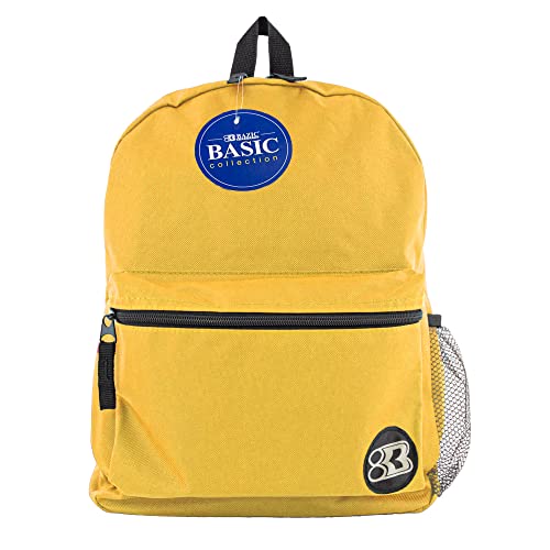 BAZIC PRODUCTS 16in Mustard Basic Backpack, for School Travel Work - color: Mustard, size: 1-Pack