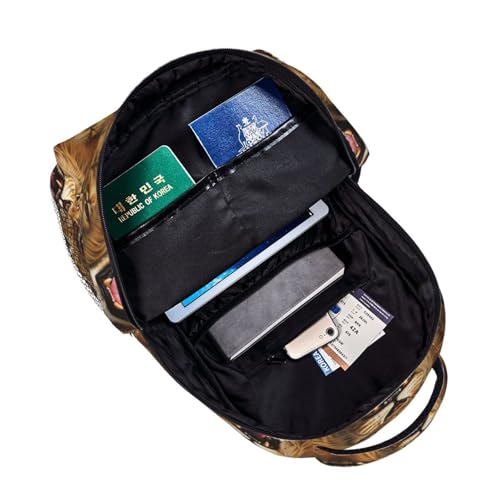 Casual Travel Daypack Angry Lion, Multi Pocket Water Resistant Backpack for Men Women Weekend Getaways - color: Pattern (738)