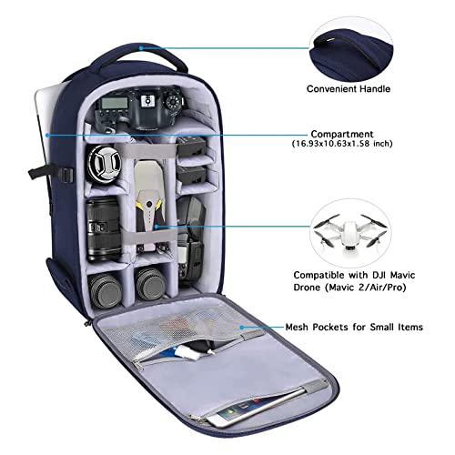 MOSISO Camera Backpack, DSLR/SLR/Mirrorless Photography Camera Bag 15-16 inch Waterproof Hardshell Case with Tripod Holder&Laptop Compartment Compatible with Canon/Nikon/Sony, Navy Blue - color: Navy Blue