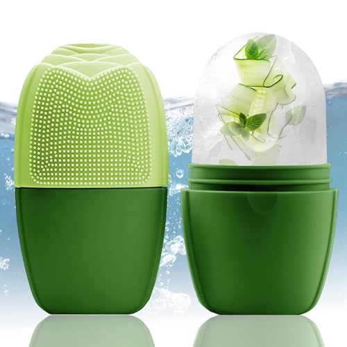 XHJRI Ice Face Roller Massager,Ice Cube Roller for Face, Eyes and Neck Naturally Conditioning and Skin Care,De-Puff Eye Bags,Reduce Migraine Pain,Reusable Massage Silicone Ice Mold (New Green) - color: New Green