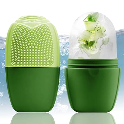 XHJRI Ice Face Roller Massager,Ice Cube Roller for Face, Eyes and Neck Naturally Conditioning and Skin Care,De-Puff Eye Bags,Reduce Migraine Pain,Reusable Massage Silicone Ice Mold (New Green) - color: New Green