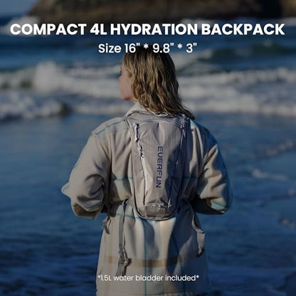 EVERFUN Hydration Backpack Running Vest Small Hiking Water Backpack with 1.5L Water Bladder for Women Men, Lightweight Reflective Phone Holder Hydro Pack for Trail Running, Biking, Race, Marathons - style: Gray
