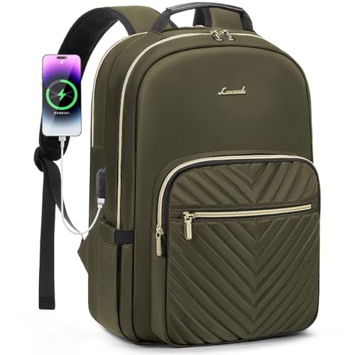 LOVEVOOK Laptop Backpack for Women 15.6 inch,Cute Womens Travel Backpack Purse,Professional Laptop Computer Bag,Waterproof Work Business College Teacher Bags Carry on Backpack with USB Port,Army Green - color: Army Green, size: 15.6 inch