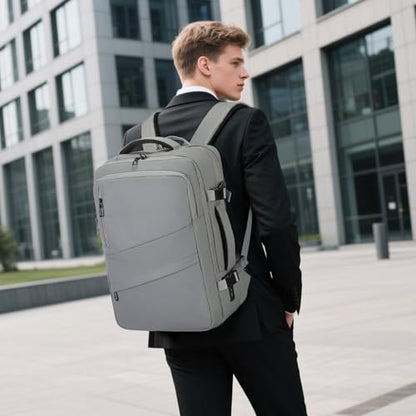 Travel Backpack for Men, 18 Inch Carry on Laptop Backpack with USB A/C Port, 40L Expandable TSA Flight Approved Bag Pack, Black, Gray - color: Gray