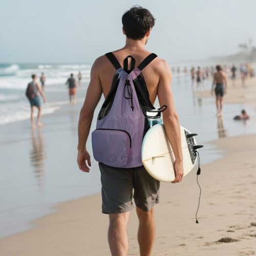 Drawstring Backpack Sports Bag With Water Bottle Pocket Cinch Back Sack Waterproof Blue Pink Gradient