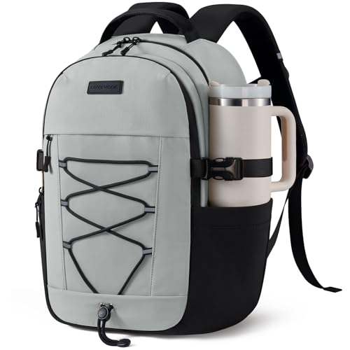 LOVEVOOK School Backpack for Teens, Large Capacity College Student Backpacks with Water Bottle Holder, Lightweight Casual Laptop Backpack Fits 15.6" Laptop, School, Travel, Work - color: Grey & Black, size: 15.6 inch