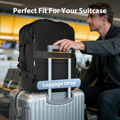 Fmeida Flight Approved Carry On Backpack Anti-Theft Travel Backpack for Men Fits 15.6" Laptop - 30L Large Personal Item Bag Underseat Airplane Approved Weekender Bag, Black - color: Black, size: Large