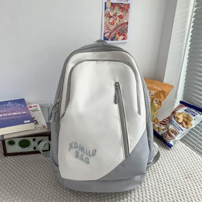 book bag Sporty Backpack With Laptop Compartment Integrated Water Bottle Pocket For Travel School waterproof(Grey) - color: Grey