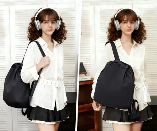 Mini Nylon Women Backpacks,Small Ladies backpacks Casual Lightweight Shopping Travel Daypack (Black) - color: Black