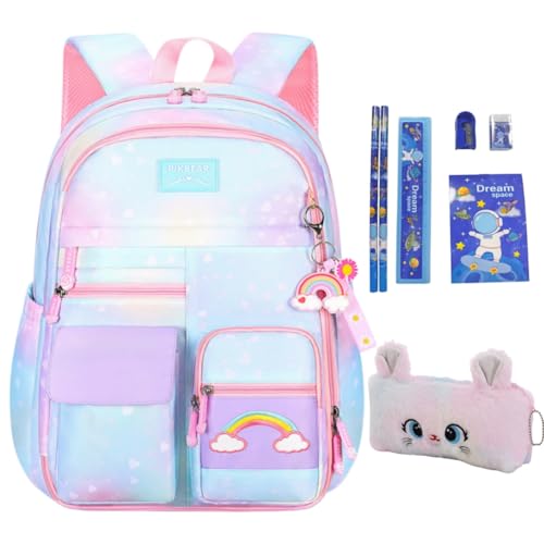 Kids Backpack for Girls.Girls Backpack,School Bag for Kids.GirlsTeens Middle Student,Kawaii Children's Book Bag Blue - color: Blue Rainbow