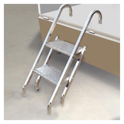 2-Level Heavy-Duty Aluminum Step Ladder, Portable Climbing Ladder with Non-Slip Treads for Truck Loading Unloading Home Repairs